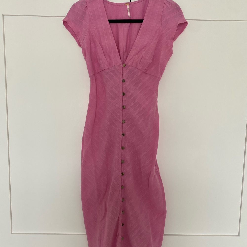 Free People | pink Midi button up dress
